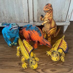 1990s Vintage Applause dinosaur plush Lot of 5 illustrated colorful Dino